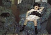 Mary Cassatt The little girl in the blue Sofa Sweden oil painting artist